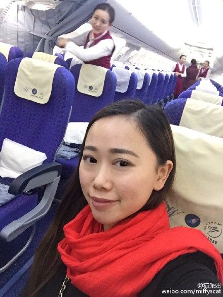 Zhang with her new friends. 