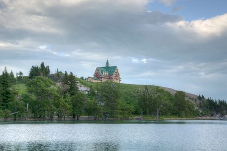 Prince of Wales Hotel from across Emerald Bay