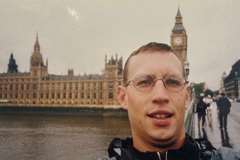 Film selfie in London - the only surviving photo from the trip