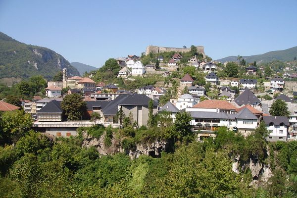 Jajce Fortress, with town below