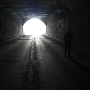 One of the darkened tunnels.