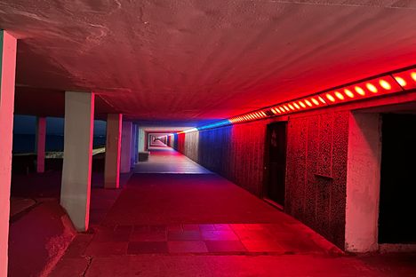 Moving light show at Bottle Alley