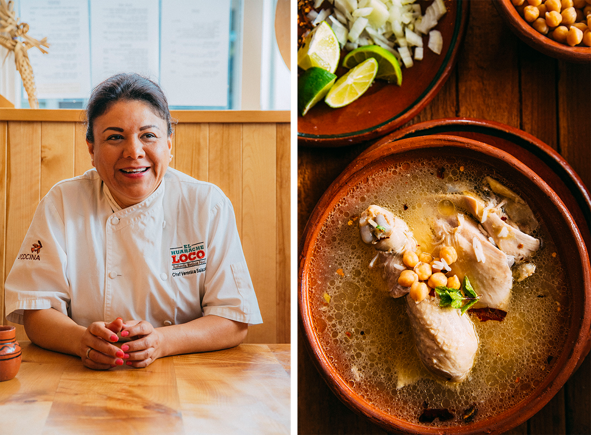 Veronica Salazar (left) had difficulty translating her famous <em>caldo de gallina</em> (right) into a written recipe.
