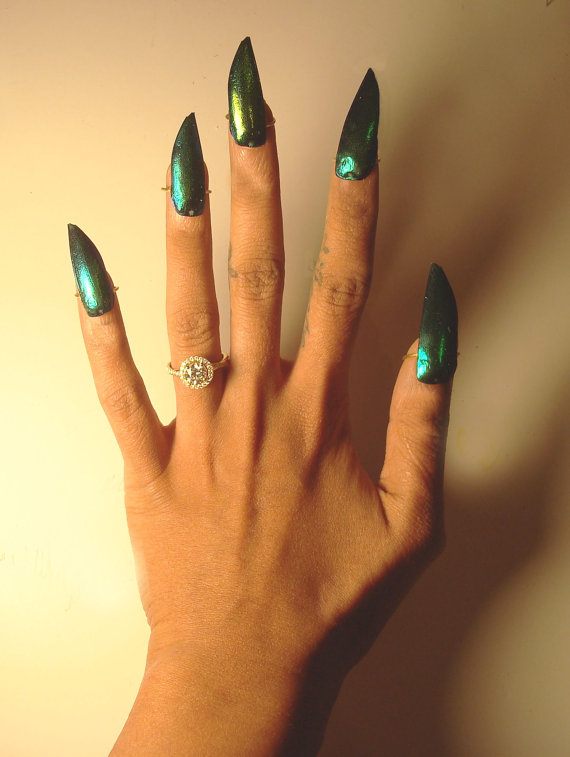 Iridescent Beetle Nail Rings