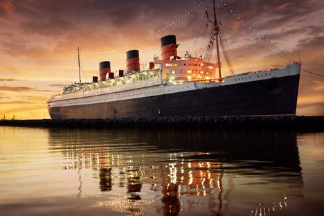 The RMS Queen Mary in Long Beach Harbor.