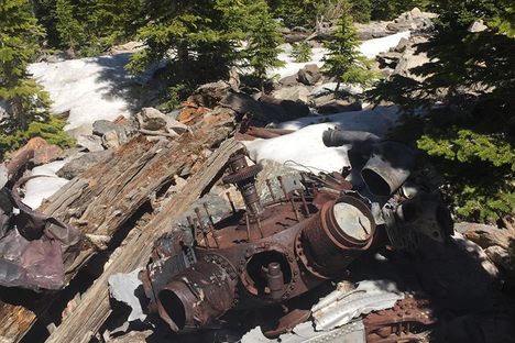 Bomber wreckage and sweeping views.