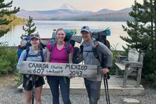 Hiker Ashley Lynn Neville, aka “Freyja” (center), her husband Brian, “Black Hole” (right), and their daughter Whitney, “Autobahn” (left). 