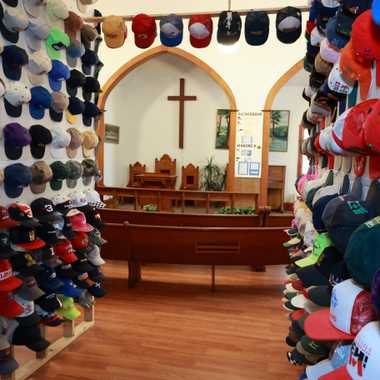 The Hat Museum is located inside a former Church of God building.
