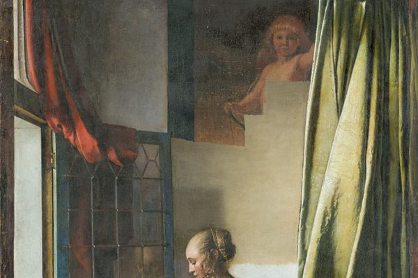 The hidden cupid emerging from Vermeer's Girl Reading a Letter at an Open Window. 