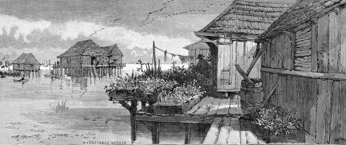 Saint Malo, as drawn by Charles Graham from sketches by J.O. Davidson, depicted in an 1883 report by <em>Harper's Weekly</em> correspondent Lafcadio Hearn.