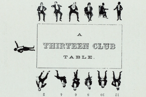A proper Thirteen Club table, illustrated in the booklet that accompanied the 257th official meeting.