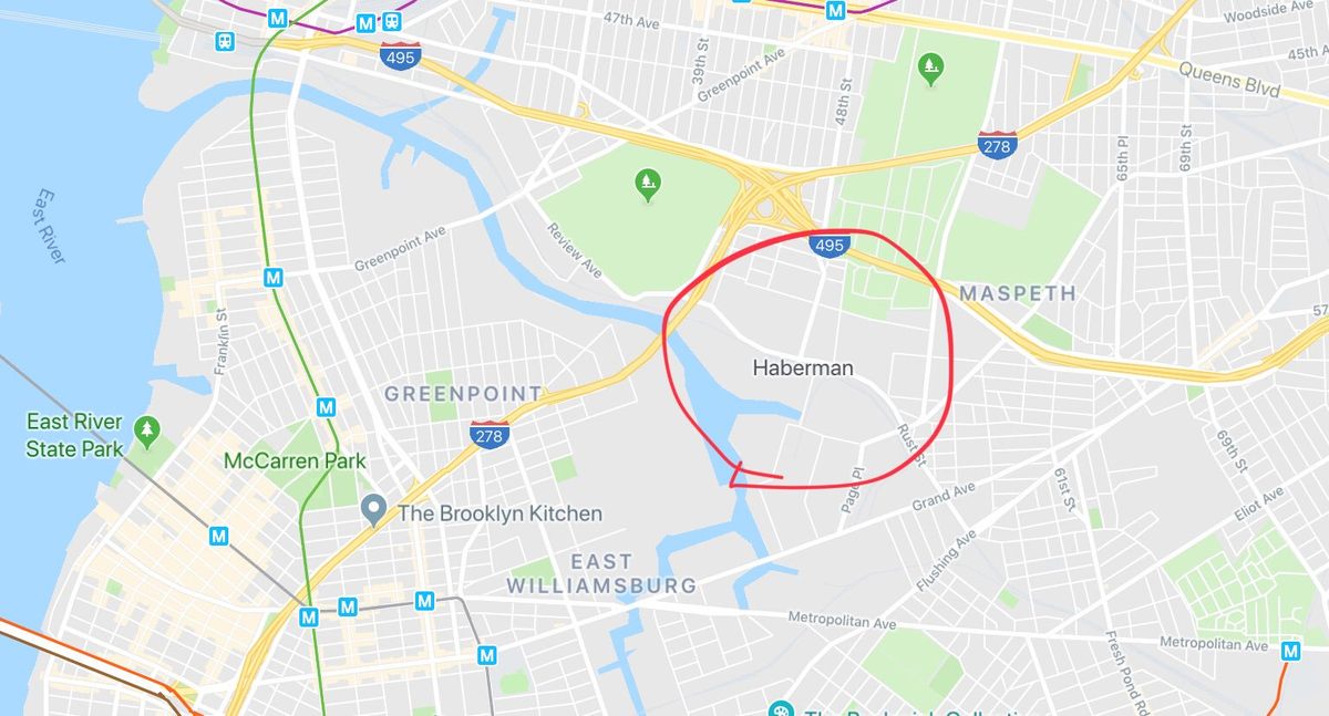 Sisson's screenshot of Google Maps, before Haberman disappeared.