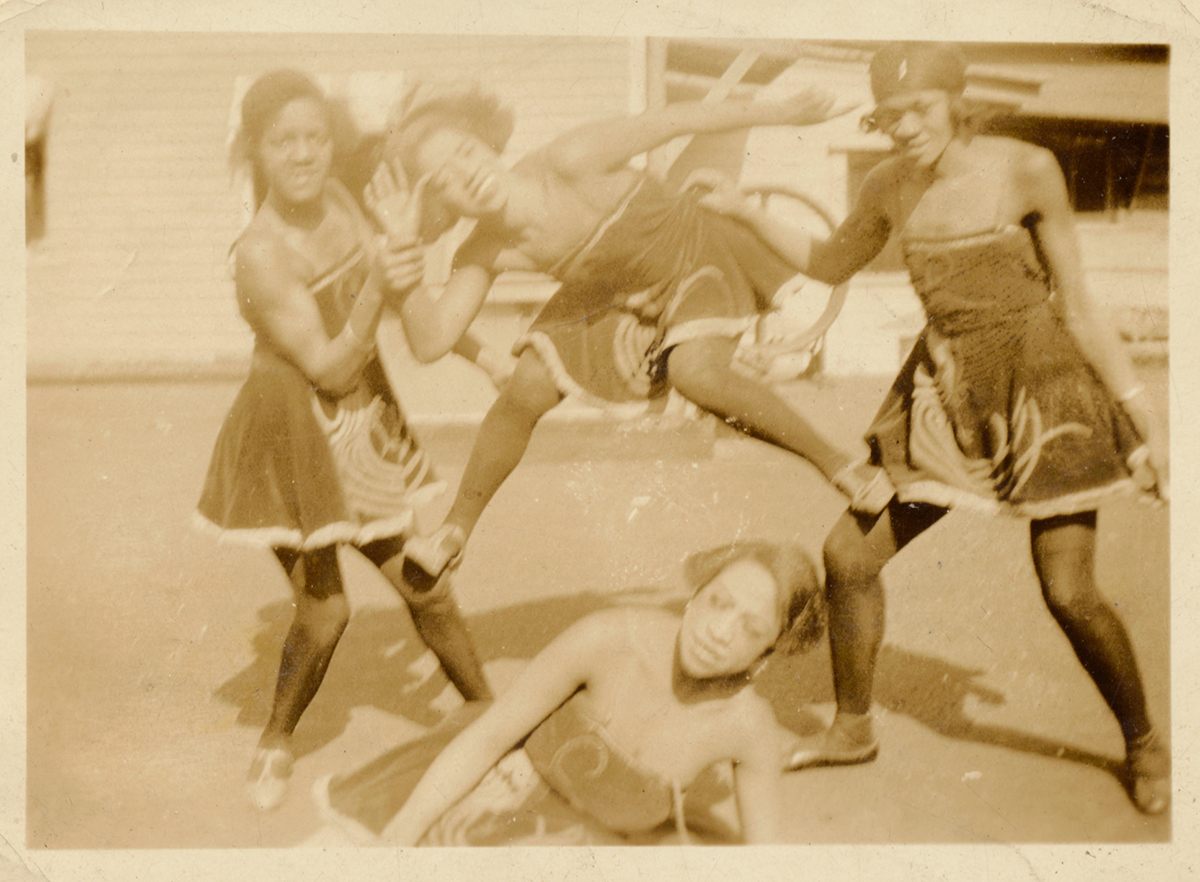 Mabel Hampton rehearsing with her dance troupe on Coney Island.
