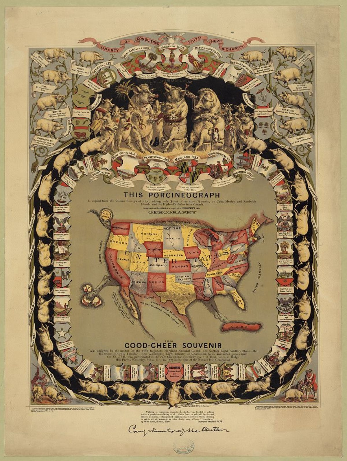 The map offers a "gehography" lesson circa 1875.