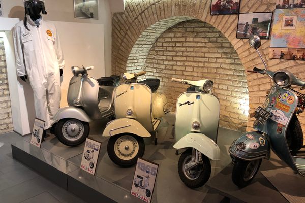 Vespa models from the 1950s and ’60s.