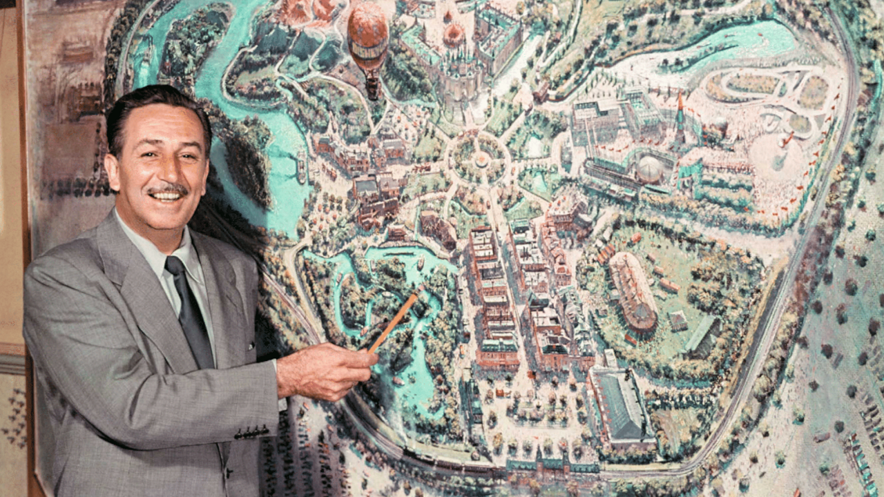 Walt Disney described his park on television in 1954. It was designed like many cities, with spokes emanating from a hub.