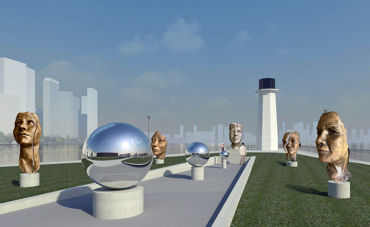 Visitors may catch a glimpse of themselves in the installation's mirrored spheres (shown here in an early rendering).