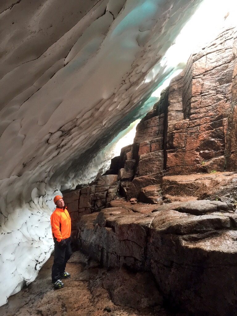 As the snow melts back from the rock, it often takes on geometric patterns.