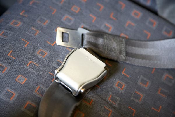 An airplane lap belt. 