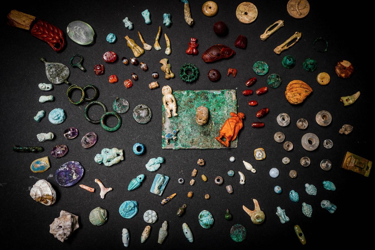 The gems and figures were found in the remains of a villa in Pompeii.