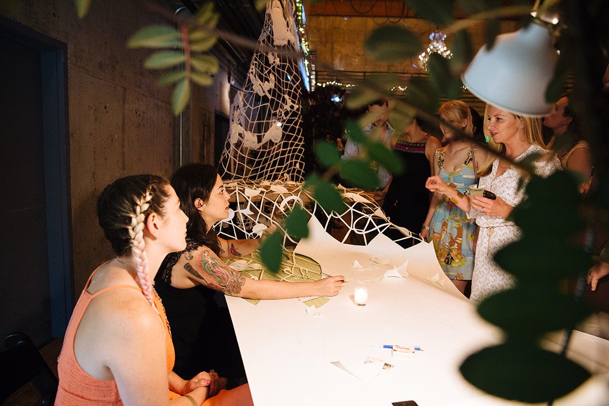 Lauren's work spilled from a second story balcony and amazed guests with its delicacy.