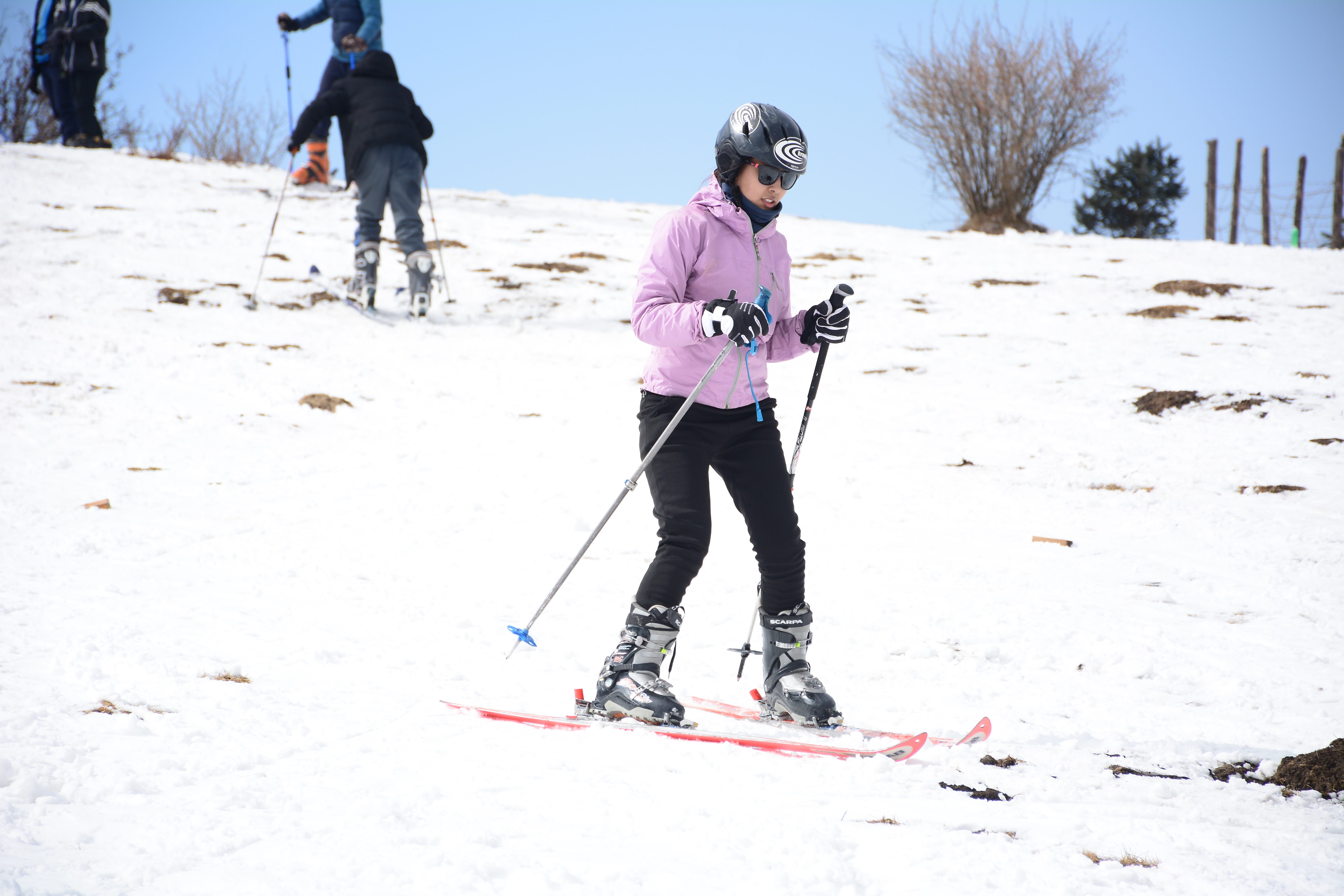 A Nepali woman skiing at Ski for Nepal 2018. 