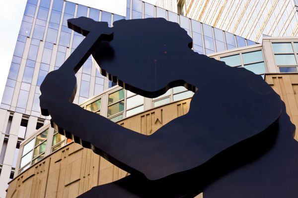 Hammering Man close-up