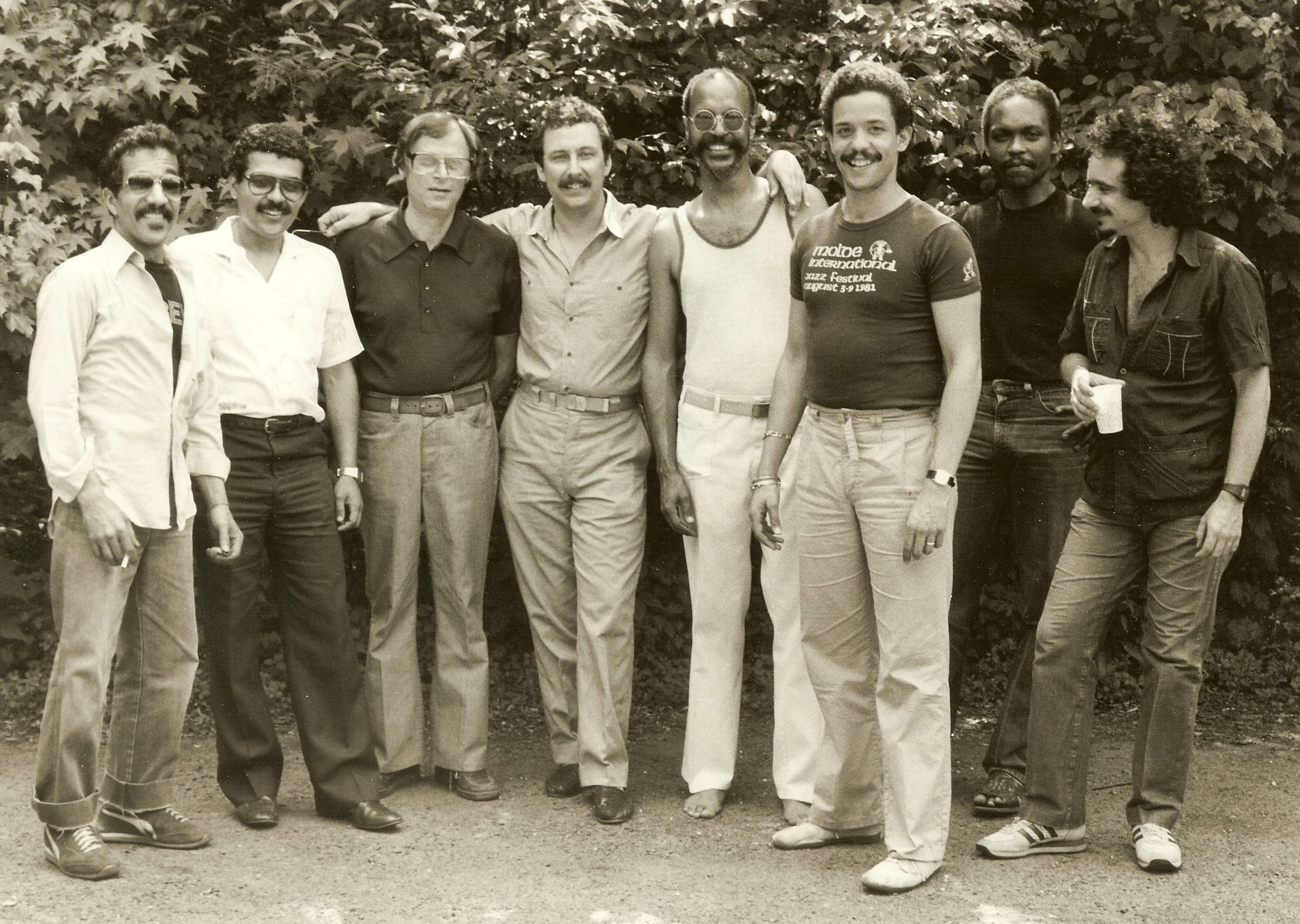 Rudy Van Gelder (third from left) with the Roger Dawson Septet in the mid-1970s.