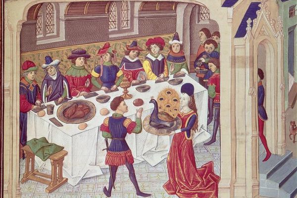 This 15th-century banquet was likely BYOK (bring your own knife). 