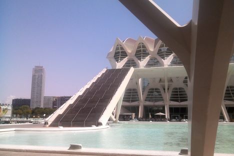 Science museum from under the parking garage.
