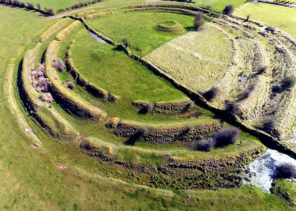 There are an estimated 32,000 medieval ring forts, or fairy forts, such as this complex one in County Roscommon, scattered across Ireland today. 