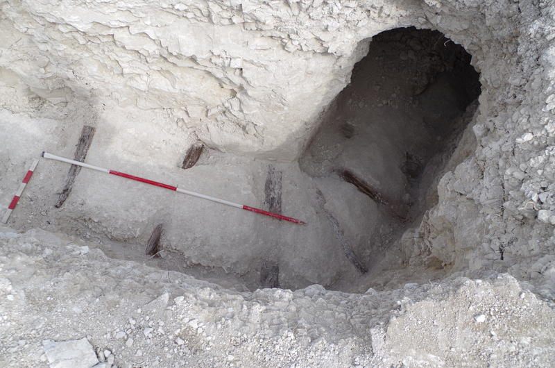 The entrance to a tunnel.