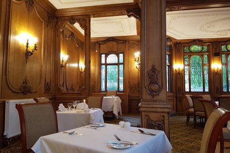 Some of the wall and ceiling panels on display.