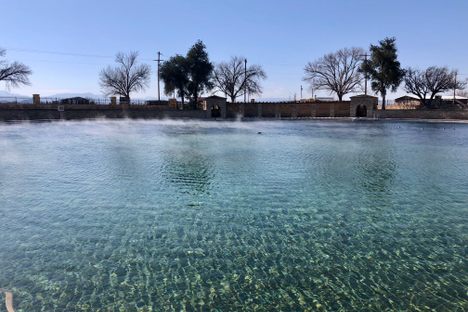 Steam coming from pool during frozen daytime temperatures 