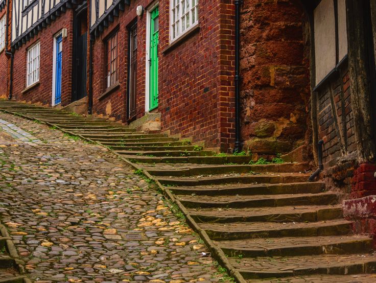 Old stone alley and stairs in Exeter