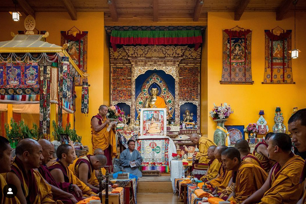 Inside the Namgyal Monastery in Ithaca on the Dalai Lama's 82nd birthday.