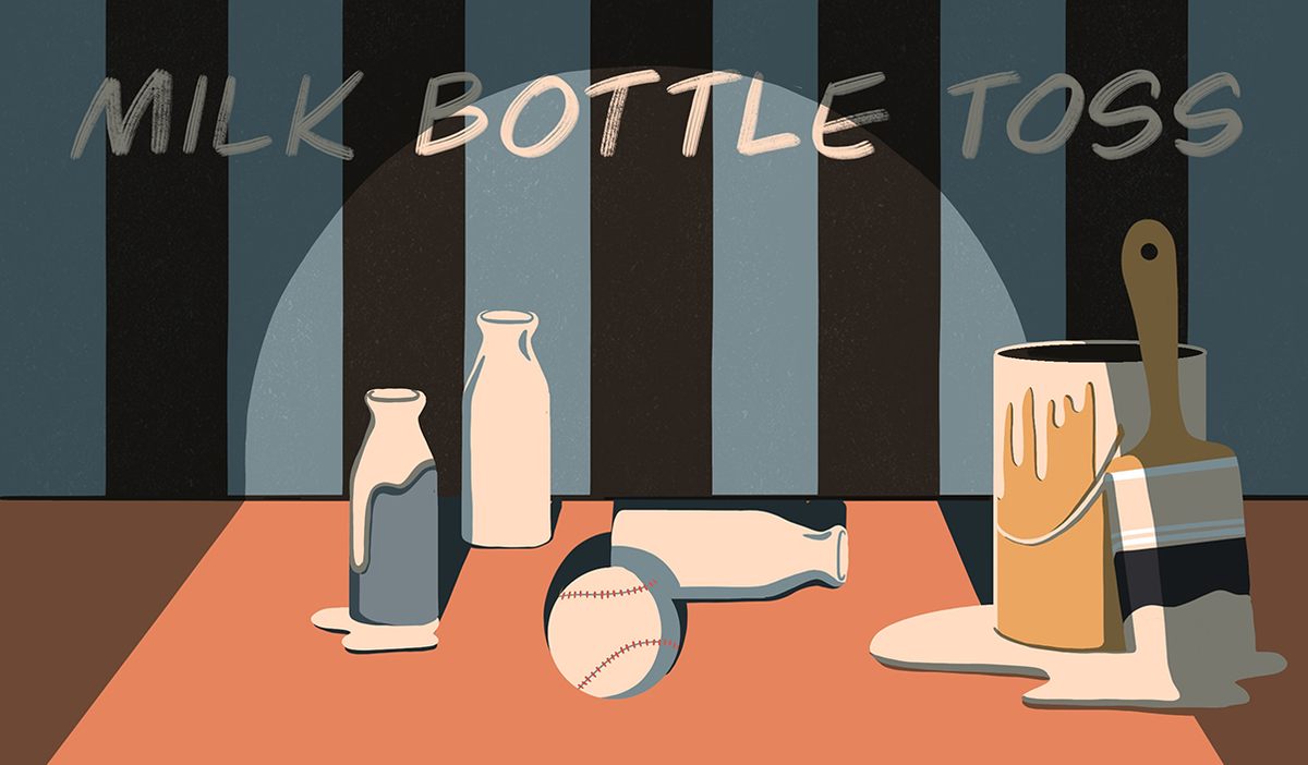 Milk bottles made of iron were much harder to knock over.