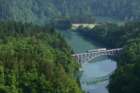 Tadami Line Bridge in summer