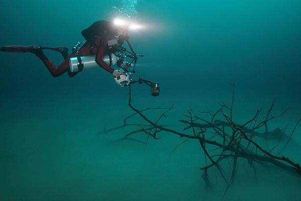 Underwater at Cenote Angelita 