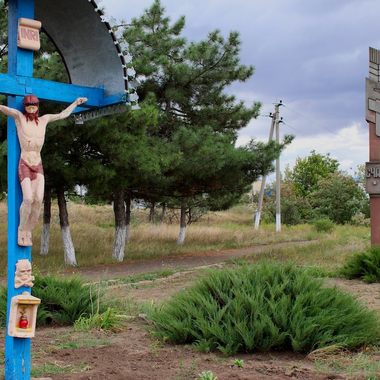 Communist symbols mingle with religious icons