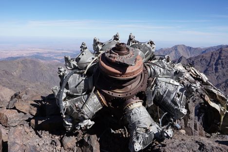 Plane's engine on the summit.