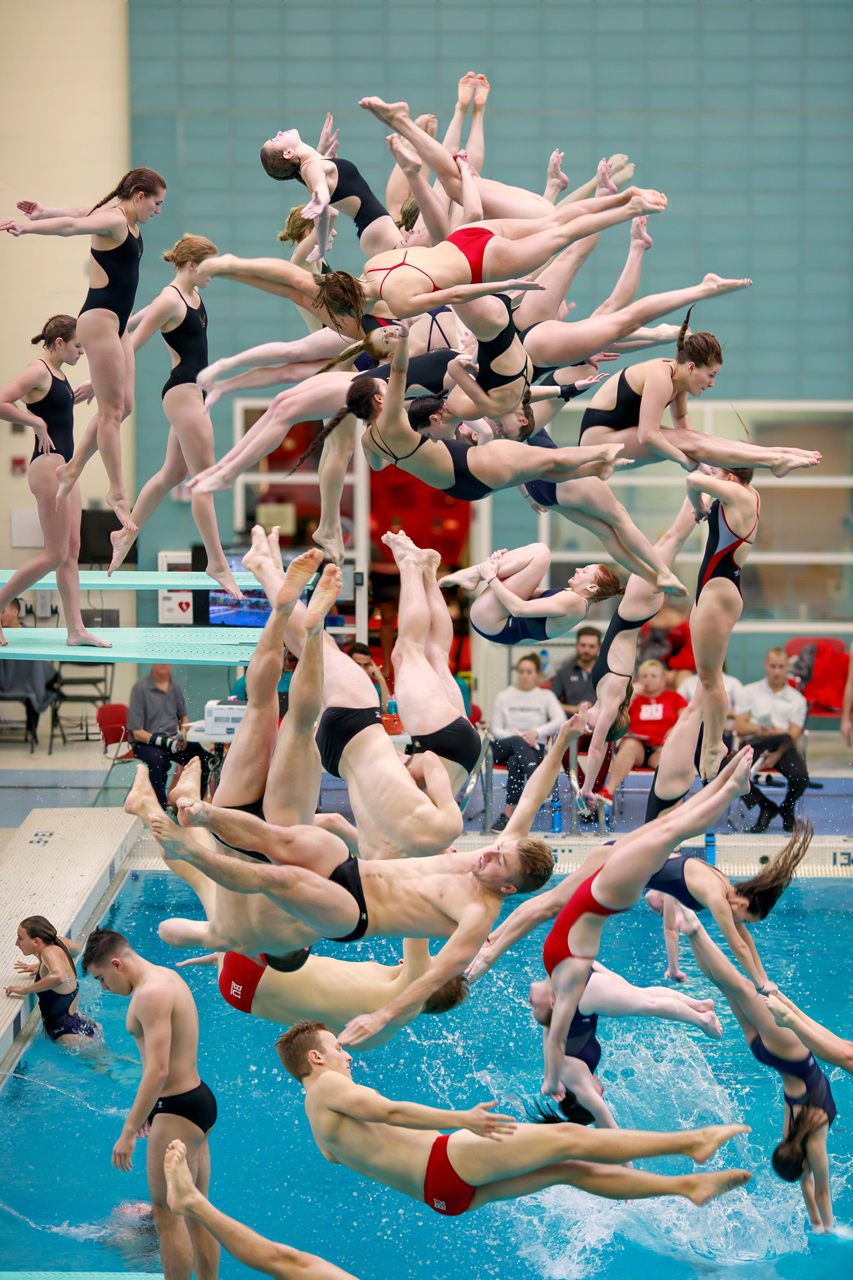 In a different Cass series, called "Crowded Fields," images are compressed, so that many moments appear at once.