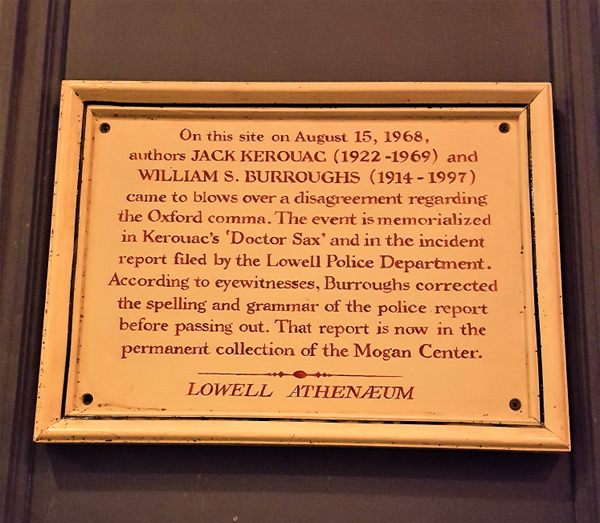 Jack Kerouac and William S. Burroughs Fight Plaque – Lowell ...