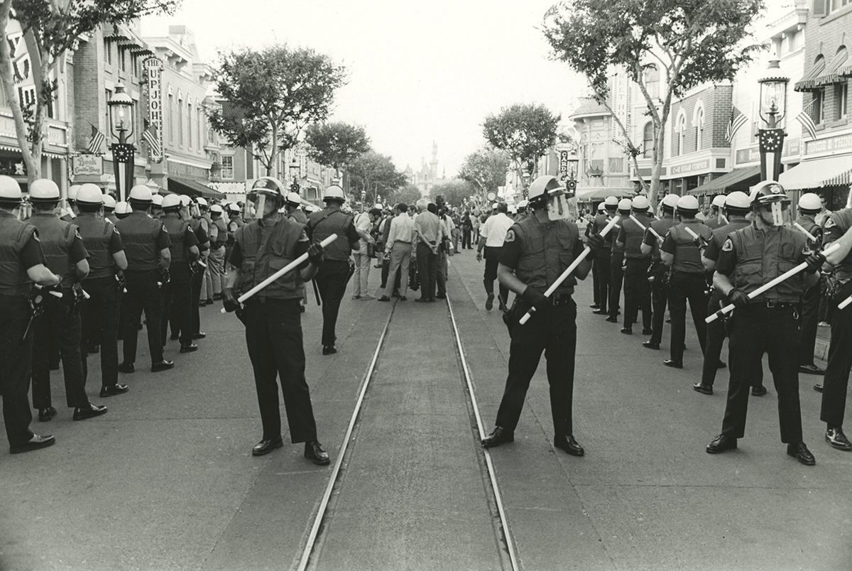 Police enter the park in response to the Yippie invasion.