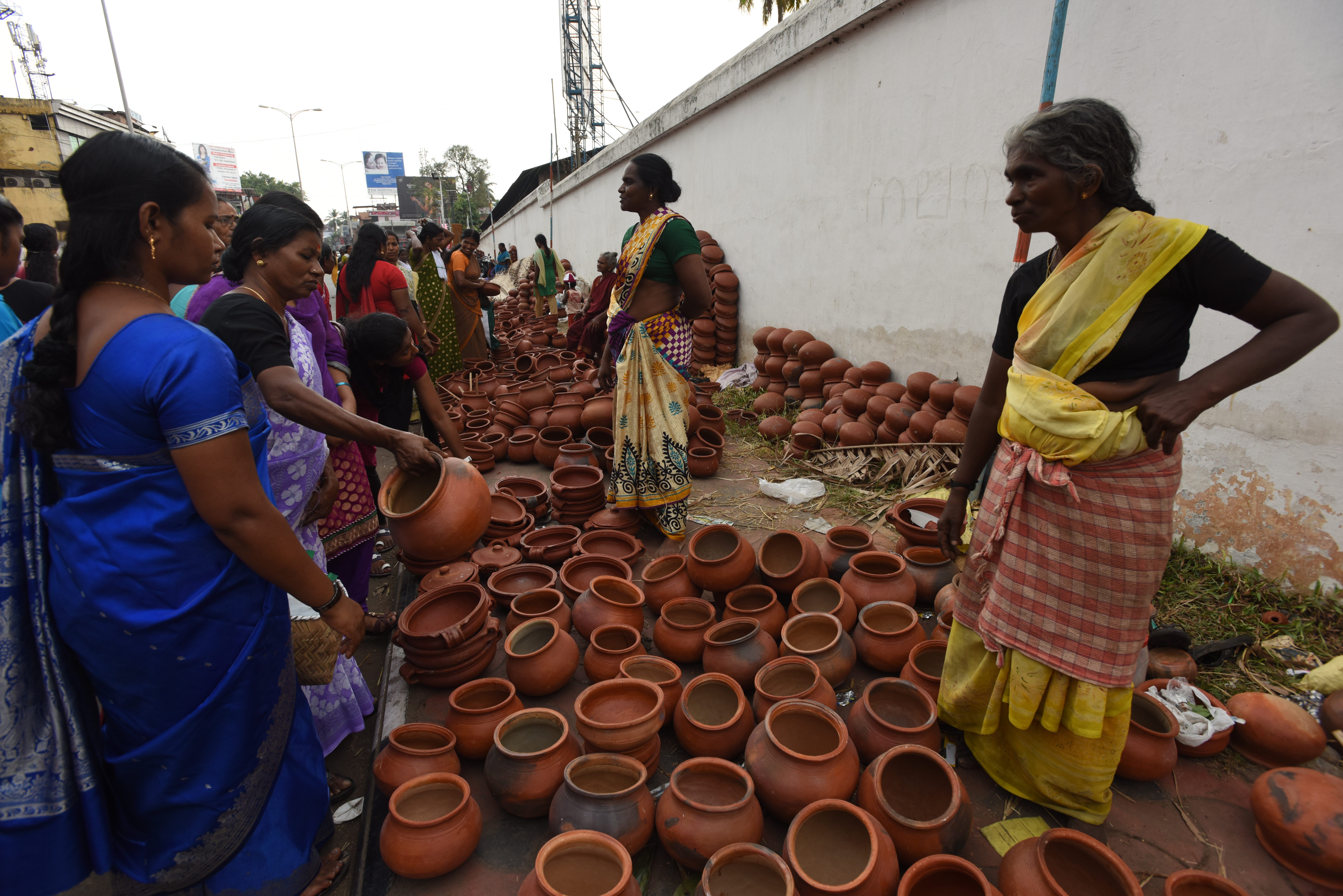 Pots are for sale on the day of the festival.