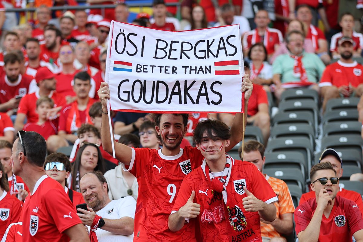 An Austrian fan taunts the Dutch in Berlin at the UEFA Euro 2024, European Championship.