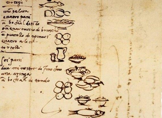 In March 1518, Michelangelo feasted on fish and bread.