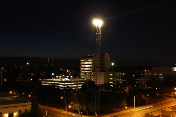 A Moonlight Tower at night