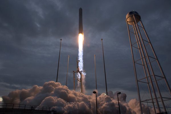 A Cygnus rocket similar to this one carried an ambitious drink order to the International Space Station this week.