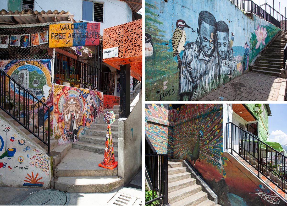 Three views of Comuna 13, once considered one of the most dangerous areas of the city.